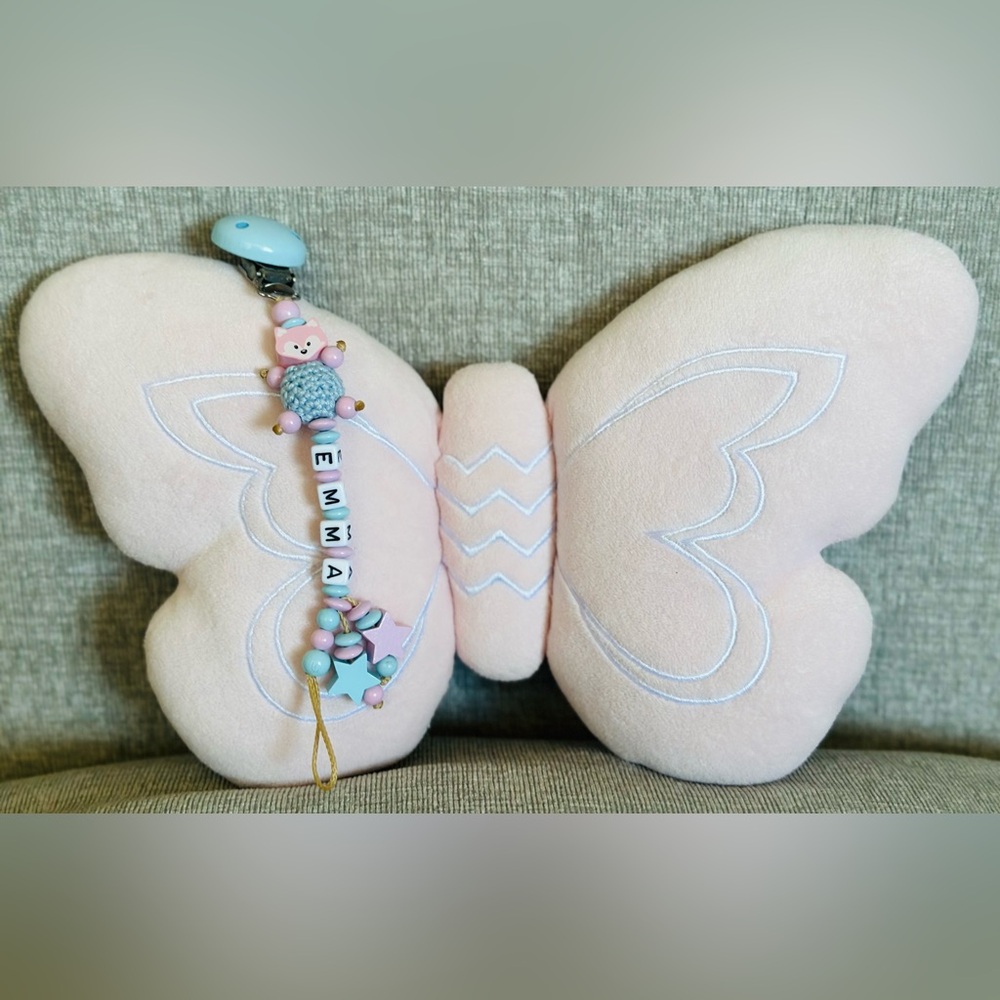 Personalized handmade pacifier clip color Cotton Candy